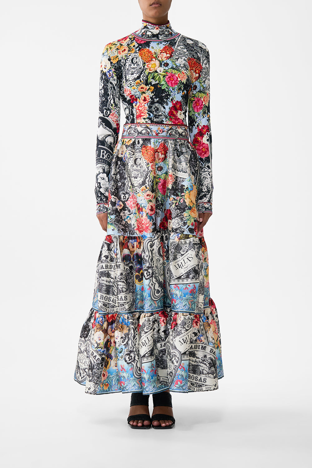 CAMILLA_00034975_HIGH_WAISTED_TIERED_SKIRT_FLOWER_SHOWERS_MODEL_1