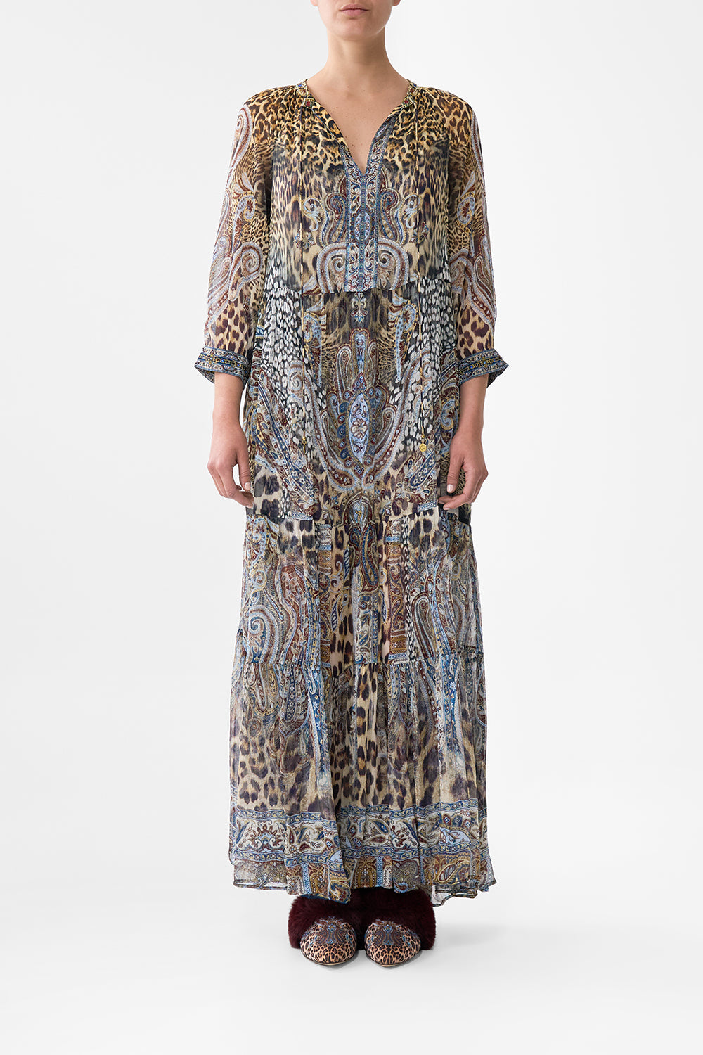 CAMILLA_00039542_LONG_GATHERED_PANEL_DRESS_ISTANBUL_ANIMALIA_MODEL_1