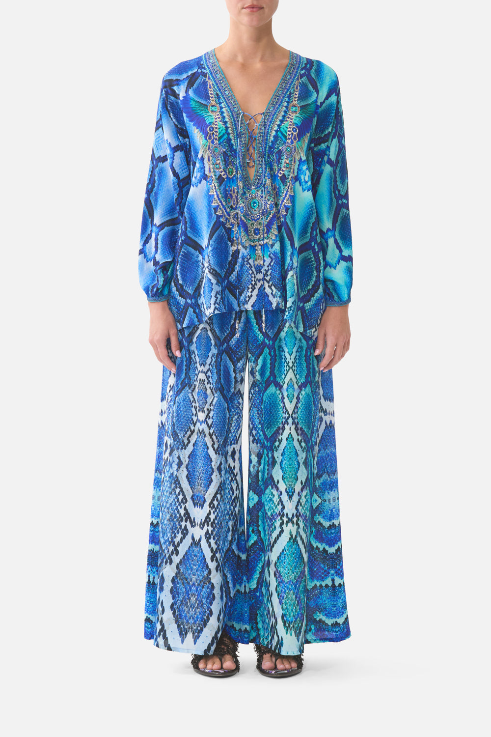 CAMILLA_00041505_SHIRRED_WAIST_PANT_THE_SAPPHIRE_SERPENT_MODEL_1