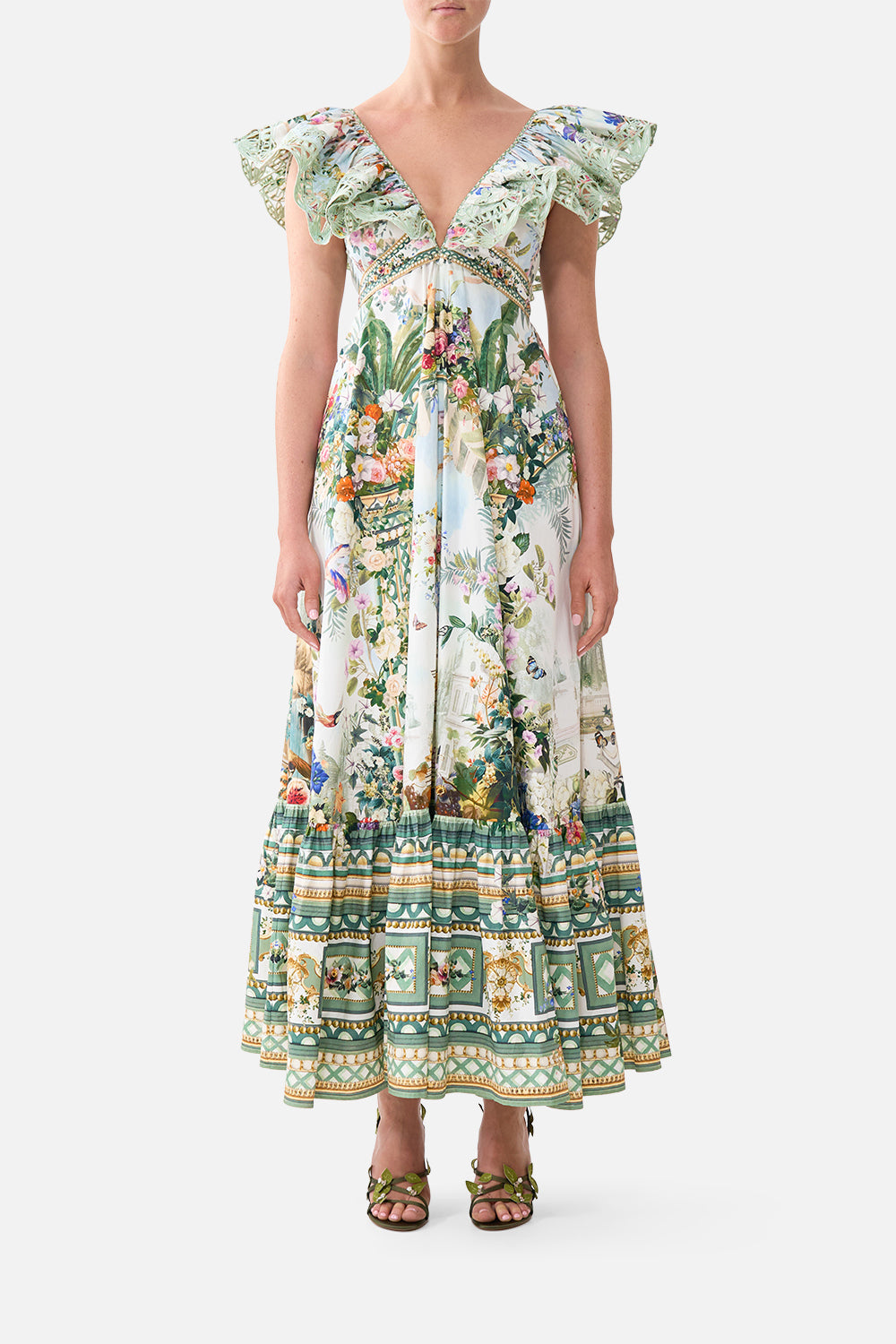 CAMILLA_00042491_FRILL_NECK_DRESS_WITH_HARDWARE_ART_FOR_THE_EMPRESS_MODEL_1_4fb99b7a-1772-48fa-844c-088507962a59